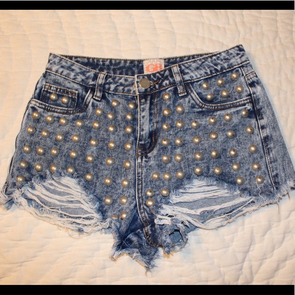 studded jean shorts. size 7